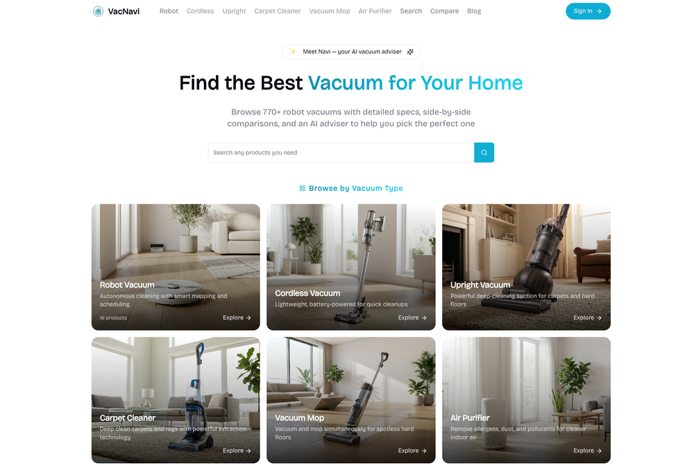 VacNavi | AI-Powered Vacuum Finder